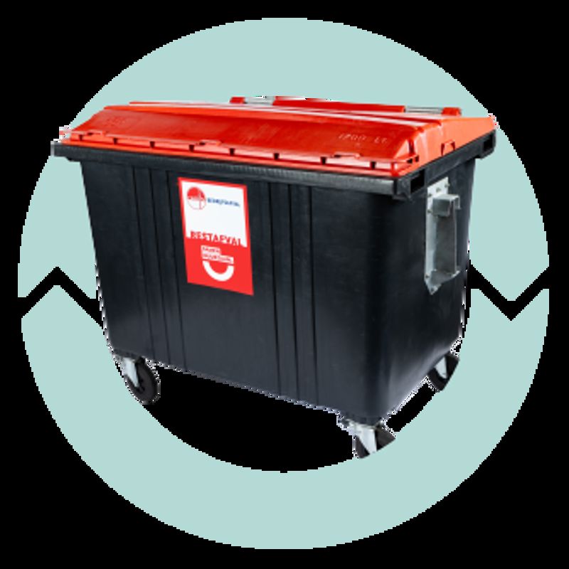 Label Restafval Restafval ? Kies voor een 1100 liter rolcontainer | Omrin Bedrijfsafval